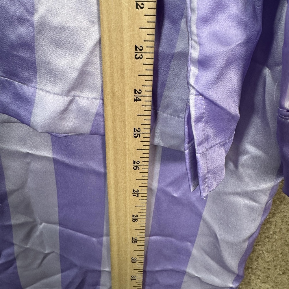 LOFT Sleep Pajama Set Womens XL Purple Satin Stripe Notch Collar Long Sleeve PJs - Picture 6 of 16
